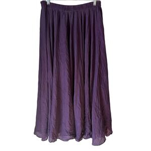 VTG Savannah 100% Silk Maxi Skirt Purple Crinkle Broomstick Fairy Whimsy Boho L